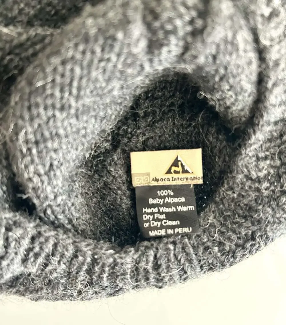 Alpaca‎ International 100% Baby Alpaca Gray Cable Knit Beret